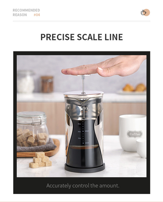 BPA Free 34oz French Press 4 Katmanlı Filtre 1000ML Paslanmaz Çelik