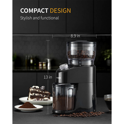 Mavi LED Işık Çapak Konik Öğütücü 2 ila 12 Bardak Emniyet Kilidi Ofis Espresso Makinesi