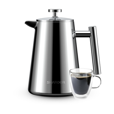 1000ml/34oz Paslanmaz Çelik Pistonlu Cezve Vakum 13.4*20.5cm