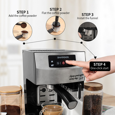 OEM ODM Çok İşlevli Kahve Makinesi Tek Dokunuşlu 1450W Cappuccino Kahve Espresso Makineleri
