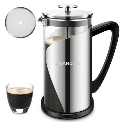 Paslanmaz Çelik French Press Kahve Makinesi 1000ML Büyük Cam Çift Duvar French Press