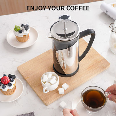 Paslanmaz Çelik French Press Kahve Makinesi 1000ML Büyük Cam Çift Duvar French Press