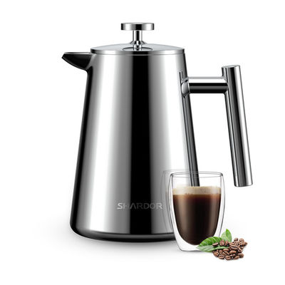 34OZ Çift Duvar Yalıtımlı French Press Kahve Makinesi Klasik Stil SS304
