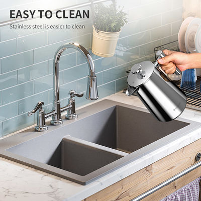 34OZ Çift Duvar Yalıtımlı French Press Kahve Makinesi Klasik Stil SS304