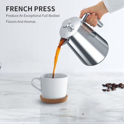 34OZ Çift Duvar Yalıtımlı French Press Kahve Makinesi Klasik Stil SS304