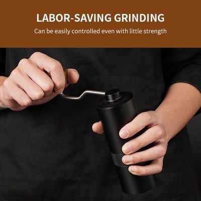 Siyah Espresso Manuel Kahve Değirmeni Ahşap Saplı Konik Çapak El Kahve Değirmeni