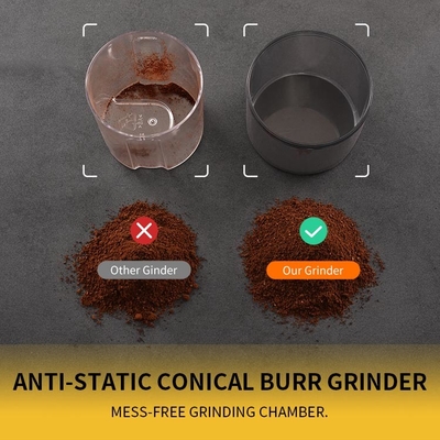2 - 12 Fincan Anti Statik Ev Burr Kahve Öğütücü Güvenlik Kilidi Ayarlanabilir Mavi LED Işık